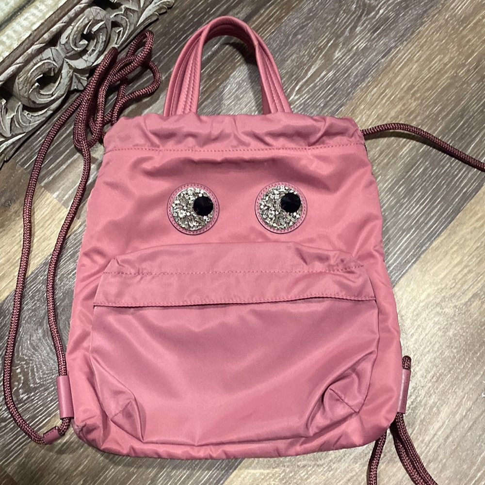 Anya Hindmarch Google Eyes Light Clay backpack nylon mini like new